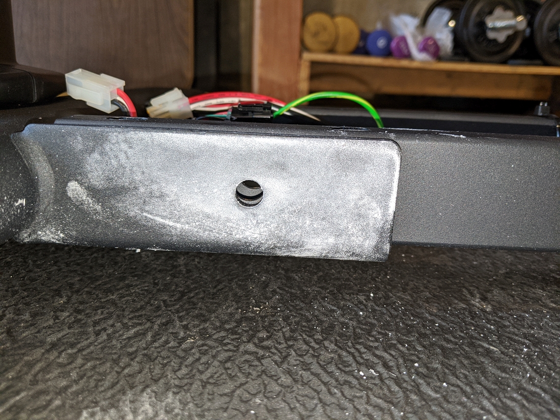 E95 Step 1-1 03 White dust on side of U-channel easily removed with damp rag; problem - holes are misaligned.jpg