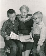 1957 2 Bess Frisbie & her grandsons, Alan & Paul (ages 10 & 8).jpg