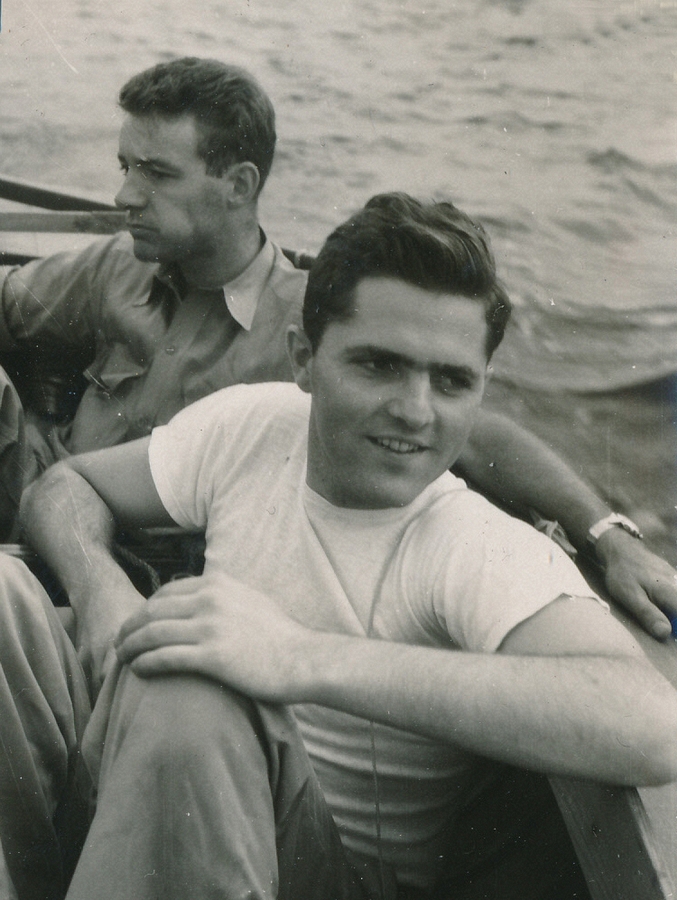 1946-09-21 2 Mike with doughnut & Pete.jpg