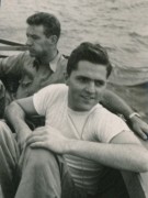 1946-09-21 2 Mike with doughnut & Pete.jpg