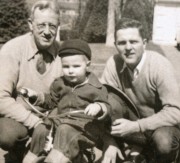 1951-03 2 Ped, Pete Jr on trike & Pete; Wellesley MA.jpg