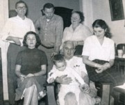 1953-11-26~ 1 Pete Sr, Mary Jane, Bob, Bob Jr, Hilliard, Geneth, Til; Thanksgiving, Douglaston.jpg