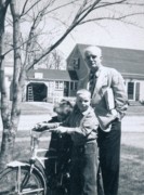 1955-05-01~ 9 Dan, Pete Jr with new bike & Hilliard (HBD Dad & Dan).jpg