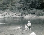 1955-08 14 Cool, crystal pool - Dan, Pete, Pete Jr & Hilliard.jpg