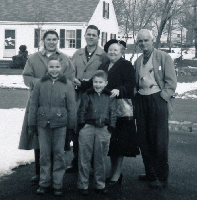 1957-01 3 (f) Pete Jr & Dan; (r) Til, Pete, Geneth & Hilliard.jpg