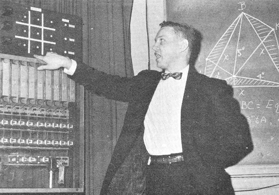 1957-03~ Dave Crocker - electronic Tic Tac Toe demonstration.jpg