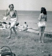 1957-08 07 Betty Kirk (left) & probably oldest daughter.jpg