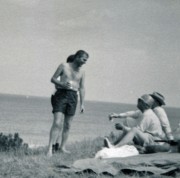 1957-08 08 Pete Sr (standing), Howard Forbes~ & John Kirk.jpg