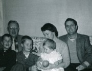 1957-11-06 Dan, Ped, Pete Jr, Andrea, Diane & Pete; Andrea is One!.jpg