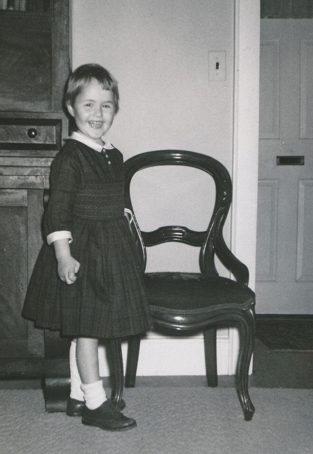 1960-11-06 2 Black Watch smocked gingham - Andrea is 4!.jpg