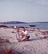 1961-08-08~ 4 Andrea & Pete Sr, late afternoon swim, other side of Bailey's Island ME.jpg