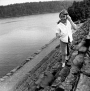 1963-08 04 Andrea and the fort 'down river'; Fort Knox ME.jpg