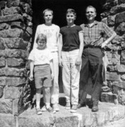 1963-08 19 Andrea, Pete Jr, Dan & Pete; having climbed Mt Battie, Camden ME.jpg