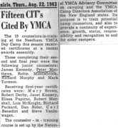 1963-08-22 Pete Jr completes second CIT year at Needham YMCA Day Camp, Hale Reservation, Dover MA.jpg