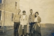1917 02 Irving Baldwin, Bernice (Bunnie) Adams, Ped & Doris.jpg