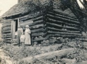1920-12 6 Log cabin & local family, Trion GA.jpg