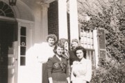 1943-09~ 5 (r) Mary Poxy, Diane, Connie Edwards, (f) Jin-Pot & Lu Clark - last visit to Colby by Lu, Connie & Diane.jpg