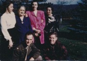 1945-10-28 3 (r) Diane Perry, Bess Frisbie, Mary Wilkins, Edith Razee; (f) Dick Wilkins & Jack Perry.jpg