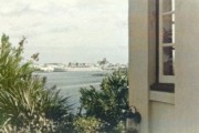 1956-09 42 'Queen of Bermuda' & St Theresa Cathedral, from terrace of Newstead, Paget, Bermuda.jpg