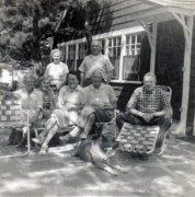 1958-08 A, Eva Hesslein, Doris, B, George Hesslein (seated), Ray Cavies~ & Ped; Dennisport MA.jpg