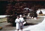 1966 Fran Flaherty & Doris, Lake Louise.jpg