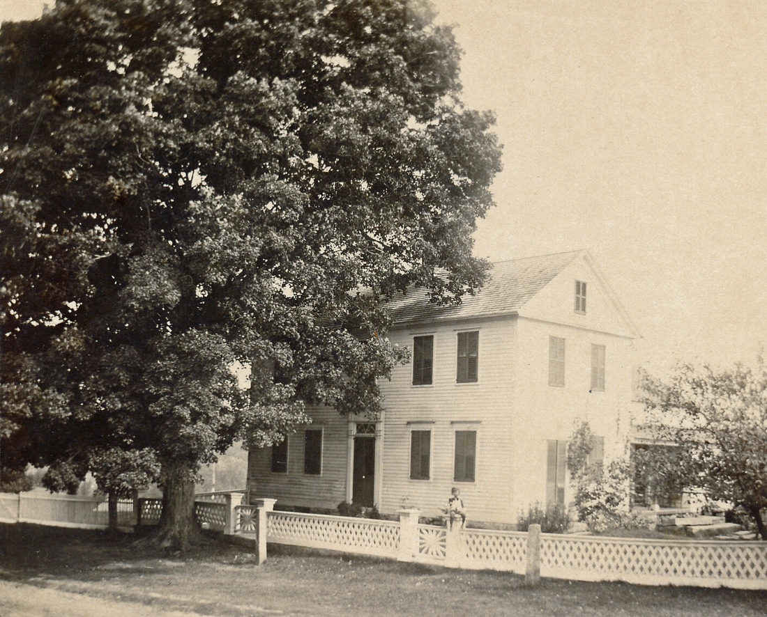 1896~ 1 Ped on post, Old Beecher homestead, Oxford CT.jpg