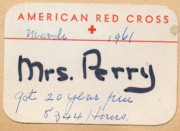 1961-03 Liz Perry, 20 years & 8,344 hours of service, Red Cross.jpg