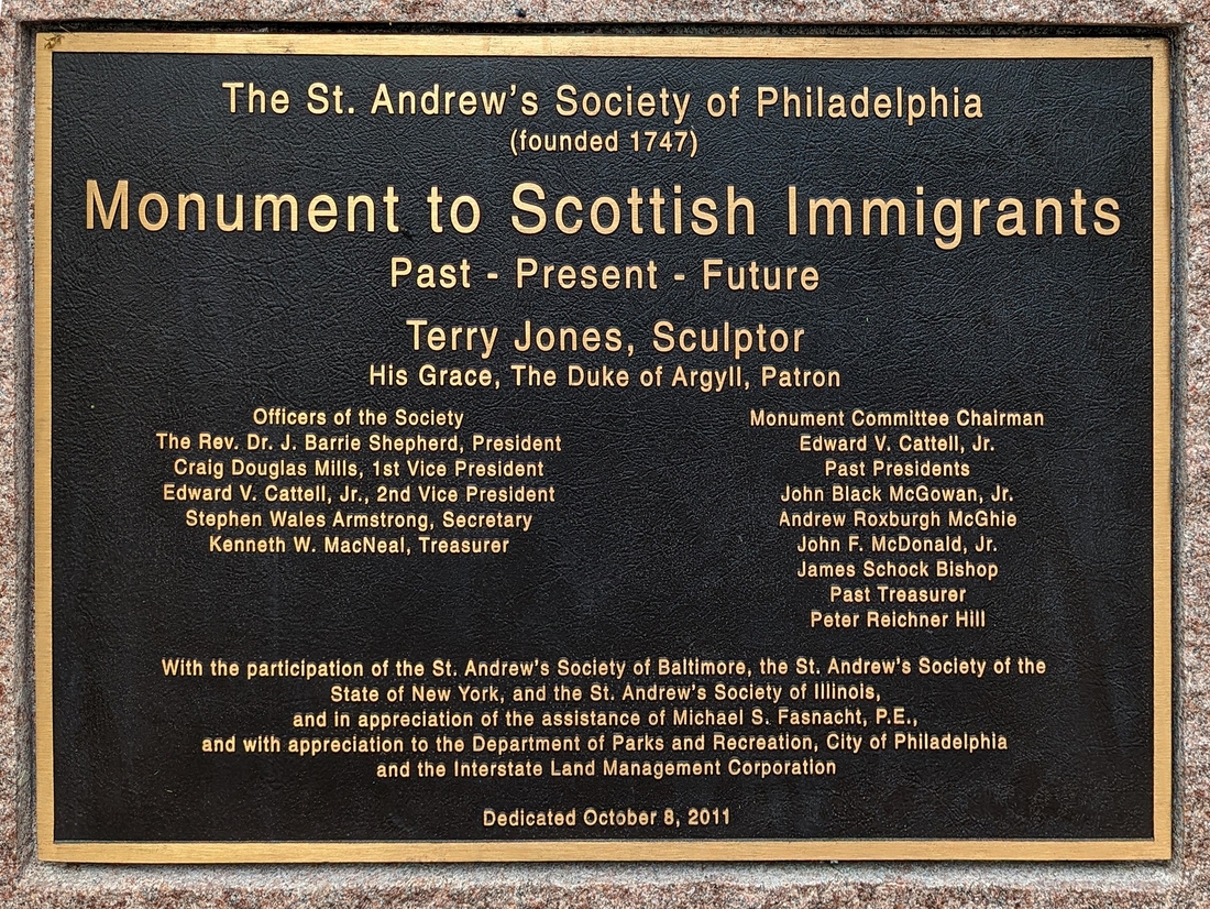 2023-05-09 106 Monument to Scottish Immigrants by Terry Jones (2011), Philadelphia.jpg