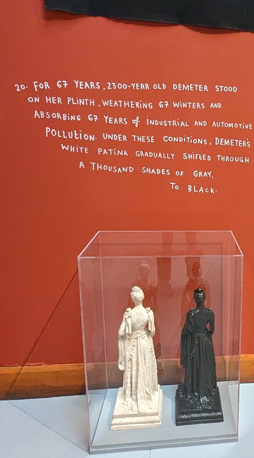 2023-05-09 331 Detail, white marble turned black, The True Story of a Stone (2023), Lenka Clayton; PAFA, Philadelphia.jpg
