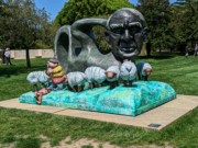 2023-05-10 145 Henry Moore in a Sheep Meadow (2002), Red Grooms; Grounds for Sculpture, Hamilton NJ.jpg