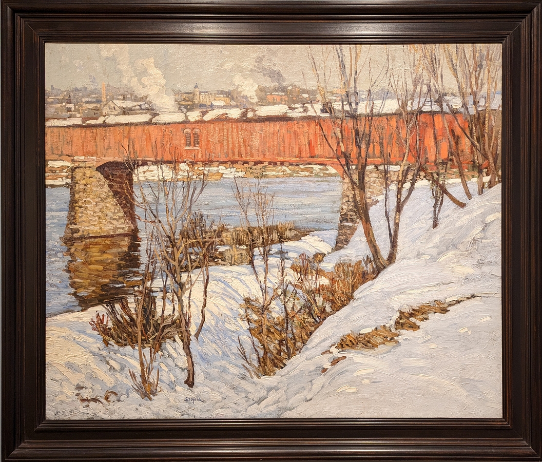 2023-05-11 128 Covered Bridge on the Schuylkill (The Red Bridge ~1913), Walter Elmer Schofield; Brandywine Museum.jpg